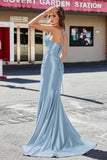 Korsett Plissee Top Meerjungfrau Satin Formale Abendkleid Prom Party Kleider