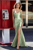 Korsett Plissee Top Meerjungfrau Satin Formale Abendkleid Prom Party Kleider