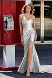 Korsett Plissee Top Meerjungfrau Satin Formale Abendkleid Prom Party Kleider