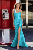 Korsett Plissee Top Meerjungfrau Satin Formale Abendkleid Prom Party Kleider
