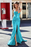 Korsett Plissee Top Meerjungfrau Satin Formale Abendkleid Prom Party Kleider