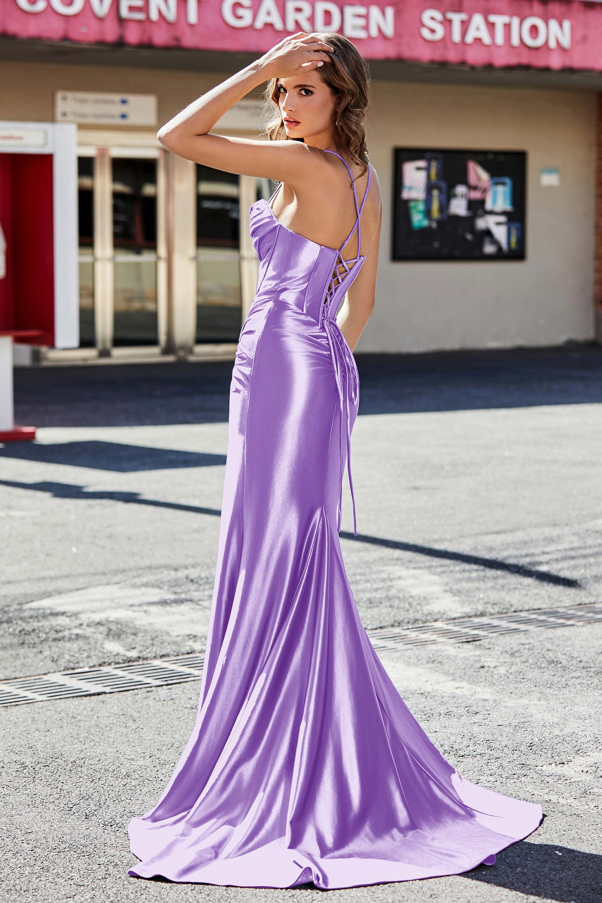 Korsett Plissee Top Meerjungfrau Satin Formale Abendkleid Prom Party Kleider