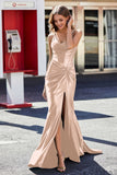 Korsett Plissee Top Meerjungfrau Satin Formale Abendkleid Prom Party Kleider
