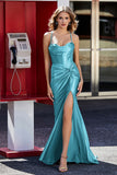 Korsett Plissee Top Meerjungfrau Satin Formale Abendkleid Prom Party Kleider