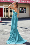 Korsett Plissee Top Meerjungfrau Satin Formale Abendkleid Prom Party Kleider