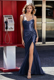 Korsett Plissee Top Meerjungfrau Satin Formale Abendkleid Prom Party Kleider