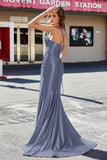 Korsett Plissee Top Meerjungfrau Satin Formale Abendkleid Prom Party Kleider