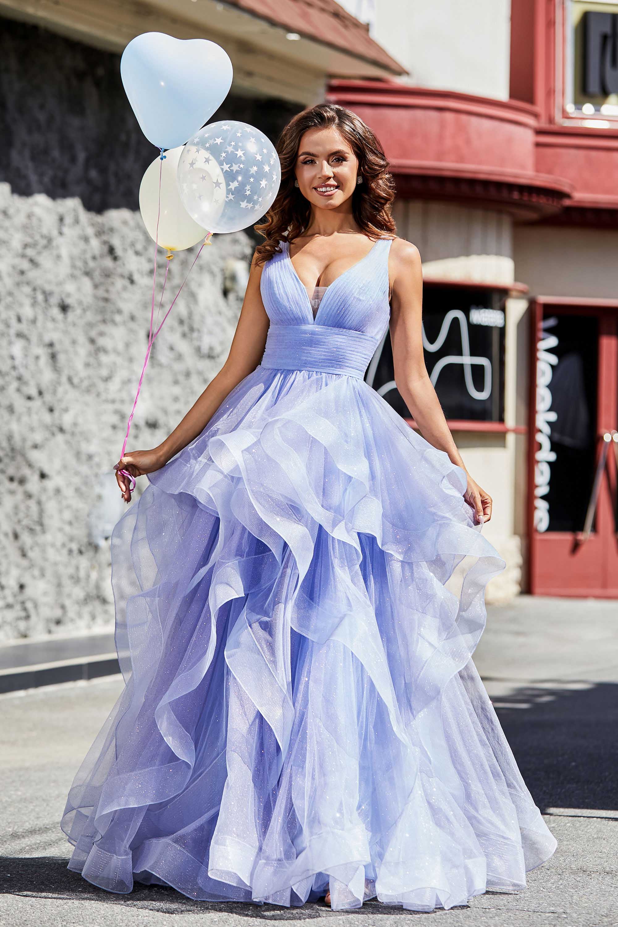 Sleeveless Ruched Skirt Tulle Ball Prom Party Gown Formal Evening Dresses