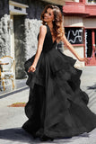 Sleeveless Ruched Skirt Tulle Ball Prom Party Gown Formal Evening Dresses