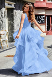 Sleeveless Ruched Skirt Tulle Ball Prom Party Gown Formal Evening Dresses