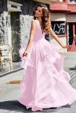 Sleeveless Ruched Skirt Tulle Ball Prom Party Gown Formal Evening Dresses
