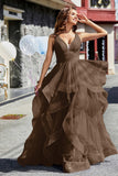 Sleeveless Ruched Skirt Tulle Ball Prom Party Gown Formal Evening Dresses
