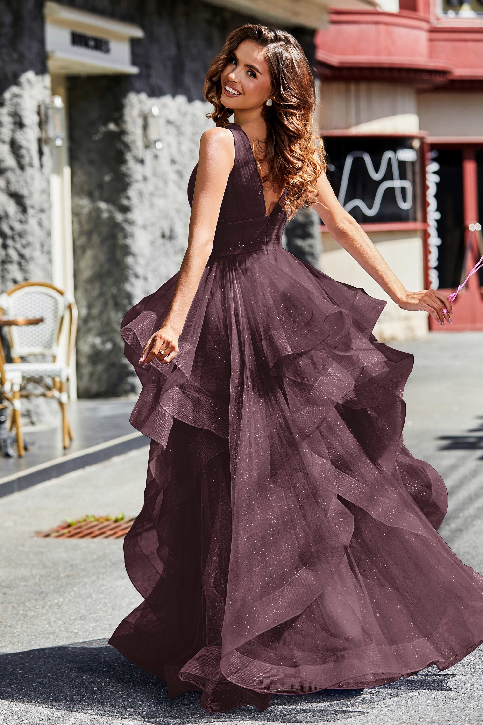 Sleeveless Ruched Skirt Tulle Ball Prom Party Gown Formal Evening Dresses