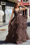 Sleeveless Ruched Skirt Tulle Ball Prom Party Gown Formal Evening Dresses