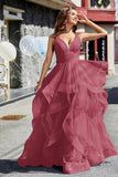 Sleeveless Ruched Skirt Tulle Ball Prom Party Gown Formal Evening Dresses