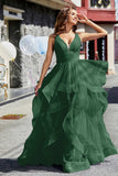 Sleeveless Ruched Skirt Tulle Ball Prom Party Gown Formal Evening Dresses