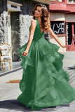 Sleeveless Ruched Skirt Tulle Ball Prom Party Gown Formal Evening Dresses