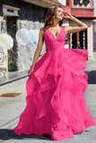 Sleeveless Ruched Skirt Tulle Ball Prom Party Gown Formal Evening Dresses