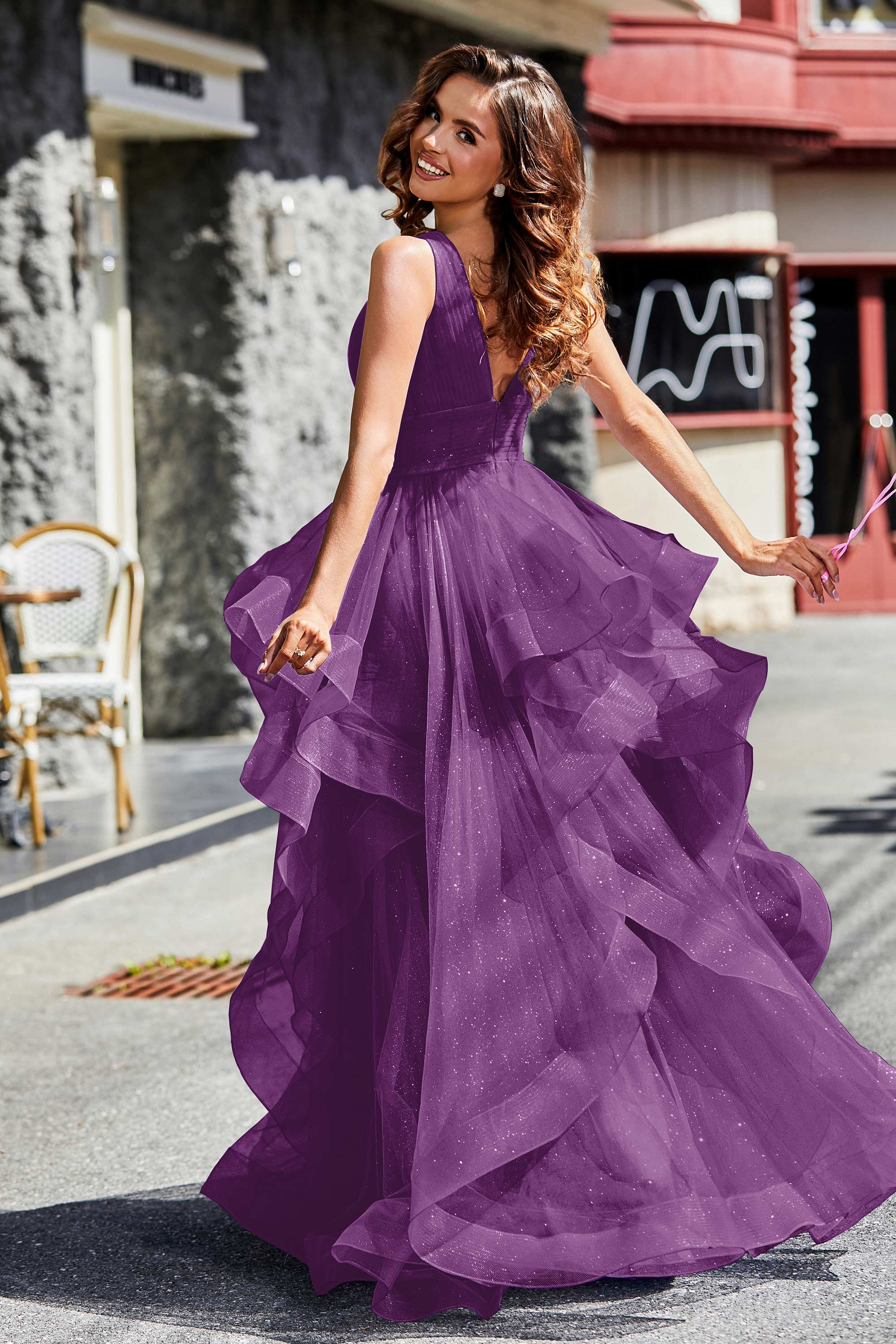 Sleeveless Ruched Skirt Tulle Ball Prom Party Gown Formal Evening Dresses