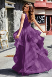 Sleeveless Ruched Skirt Tulle Ball Prom Party Gown Formal Evening Dresses