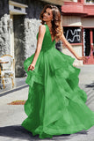 Sleeveless Ruched Skirt Tulle Ball Prom Party Gown Formal Evening Dresses