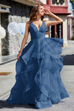 Sleeveless Ruched Skirt Tulle Ball Prom Party Gown Formal Evening Dresses