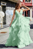 Sleeveless Ruched Skirt Tulle Ball Prom Party Gown Formal Evening Dresses