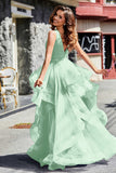 Sleeveless Ruched Skirt Tulle Ball Prom Party Gown Formal Evening Dresses