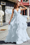 Sleeveless Ruched Skirt Tulle Ball Prom Party Gown Formal Evening Dresses