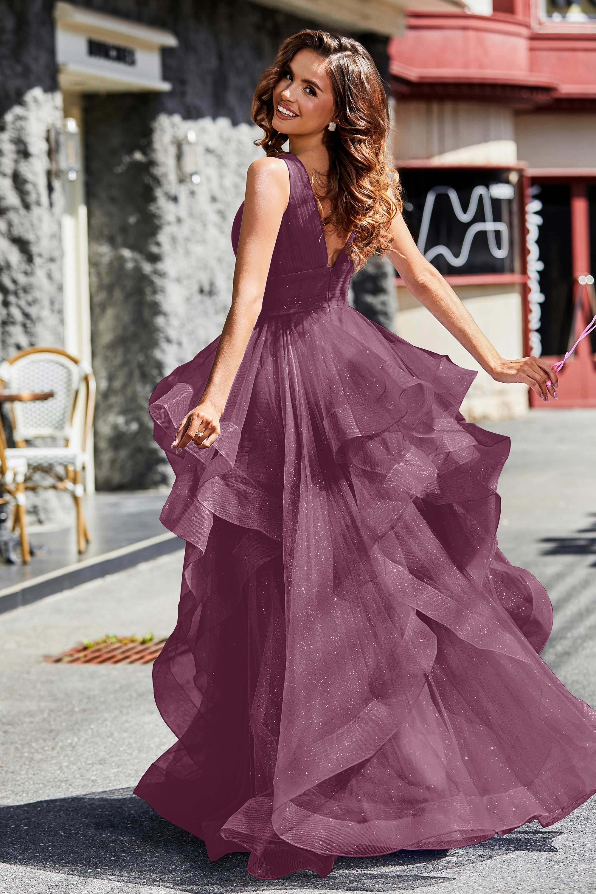 Sleeveless Ruched Skirt Tulle Ball Prom Party Gown Formal Evening Dresses