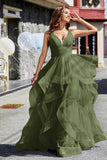 Sleeveless Ruched Skirt Tulle Ball Prom Party Gown Formal Evening Dresses