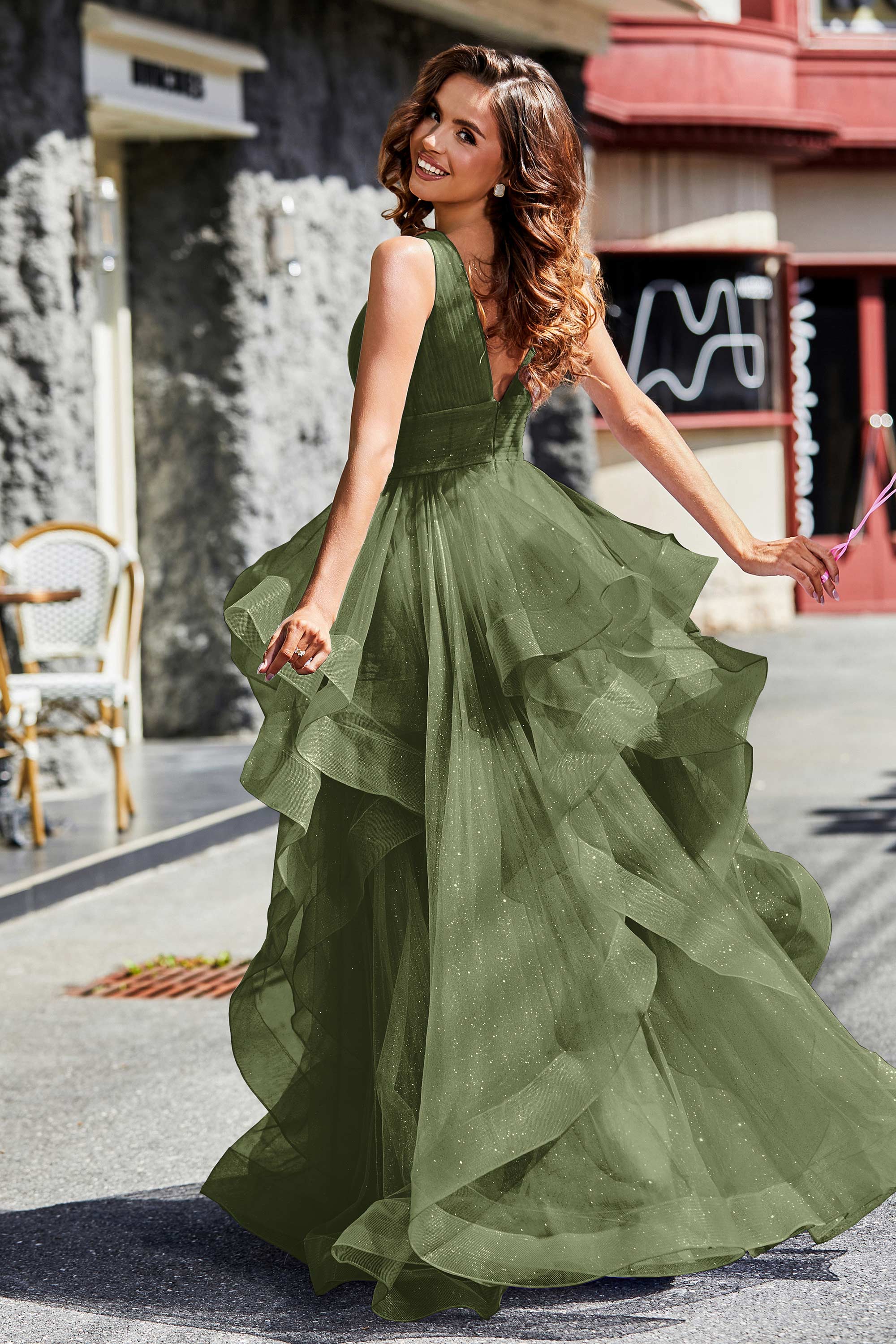 Sleeveless Ruched Skirt Tulle Ball Prom Party Gown Formal Evening Dresses