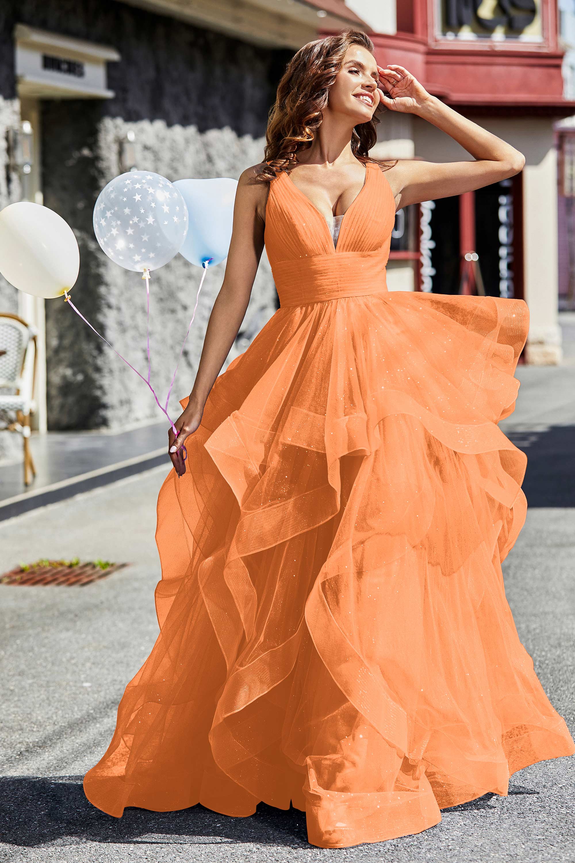 Sleeveless Ruched Skirt Tulle Ball Prom Party Gown Formal Evening Dresses