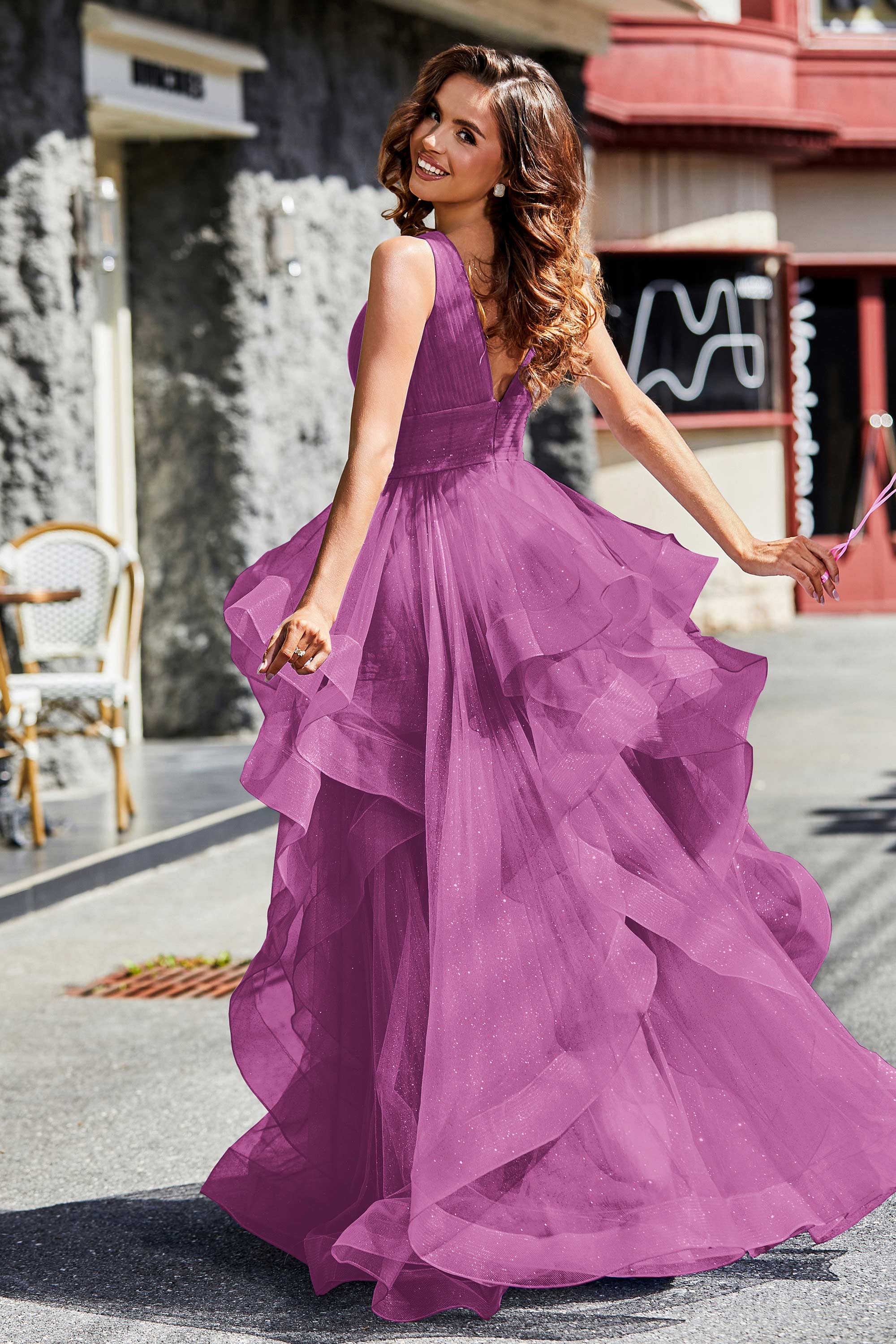 Sleeveless Ruched Skirt Tulle Ball Prom Party Gown Formal Evening Dresses