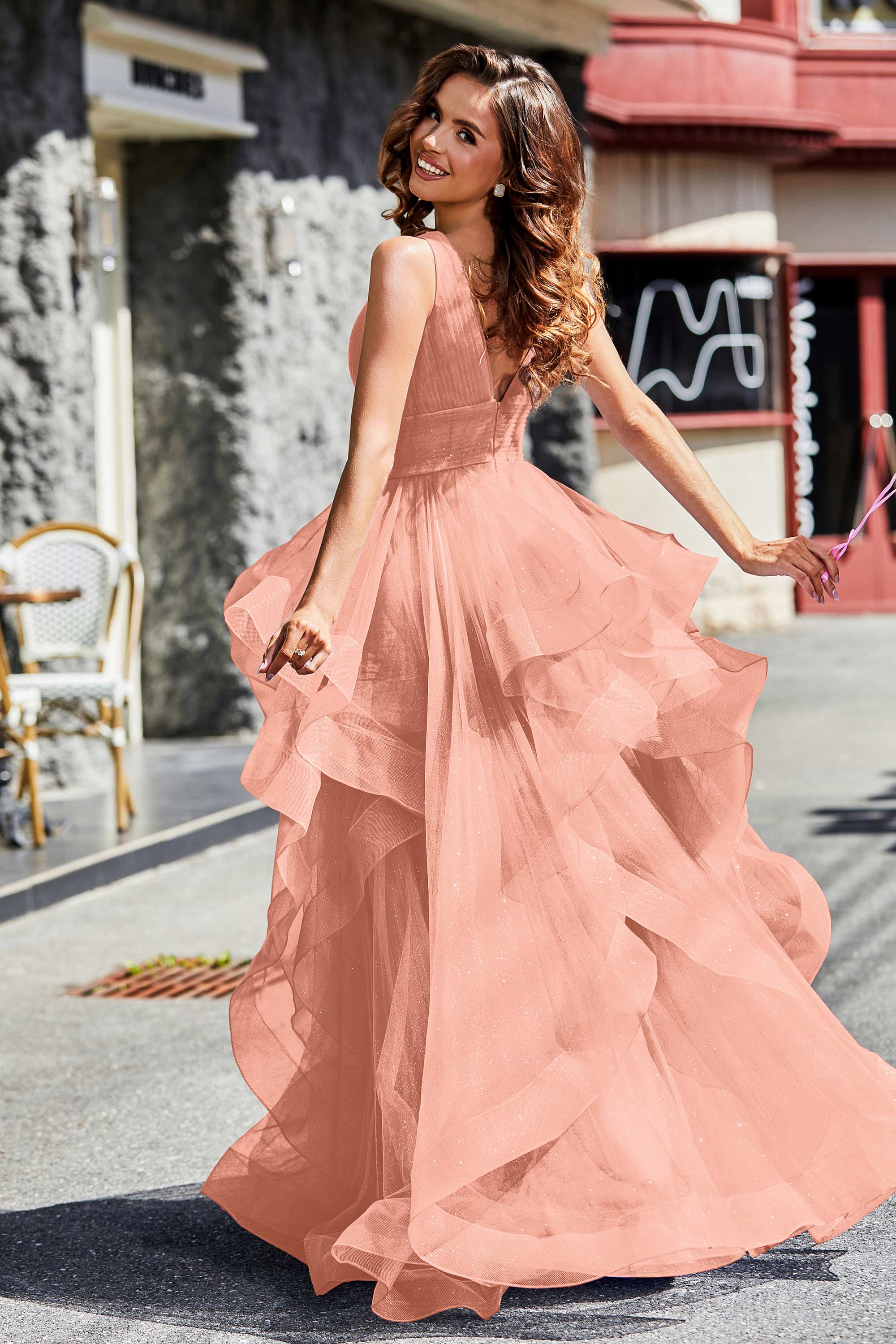Sleeveless Ruched Skirt Tulle Ball Prom Party Gown Formal Evening Dresses