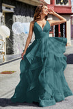 Sleeveless Ruched Skirt Tulle Ball Prom Party Gown Formal Evening Dresses
