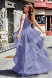 Sleeveless Ruched Skirt Tulle Ball Prom Party Gown Formal Evening Dresses