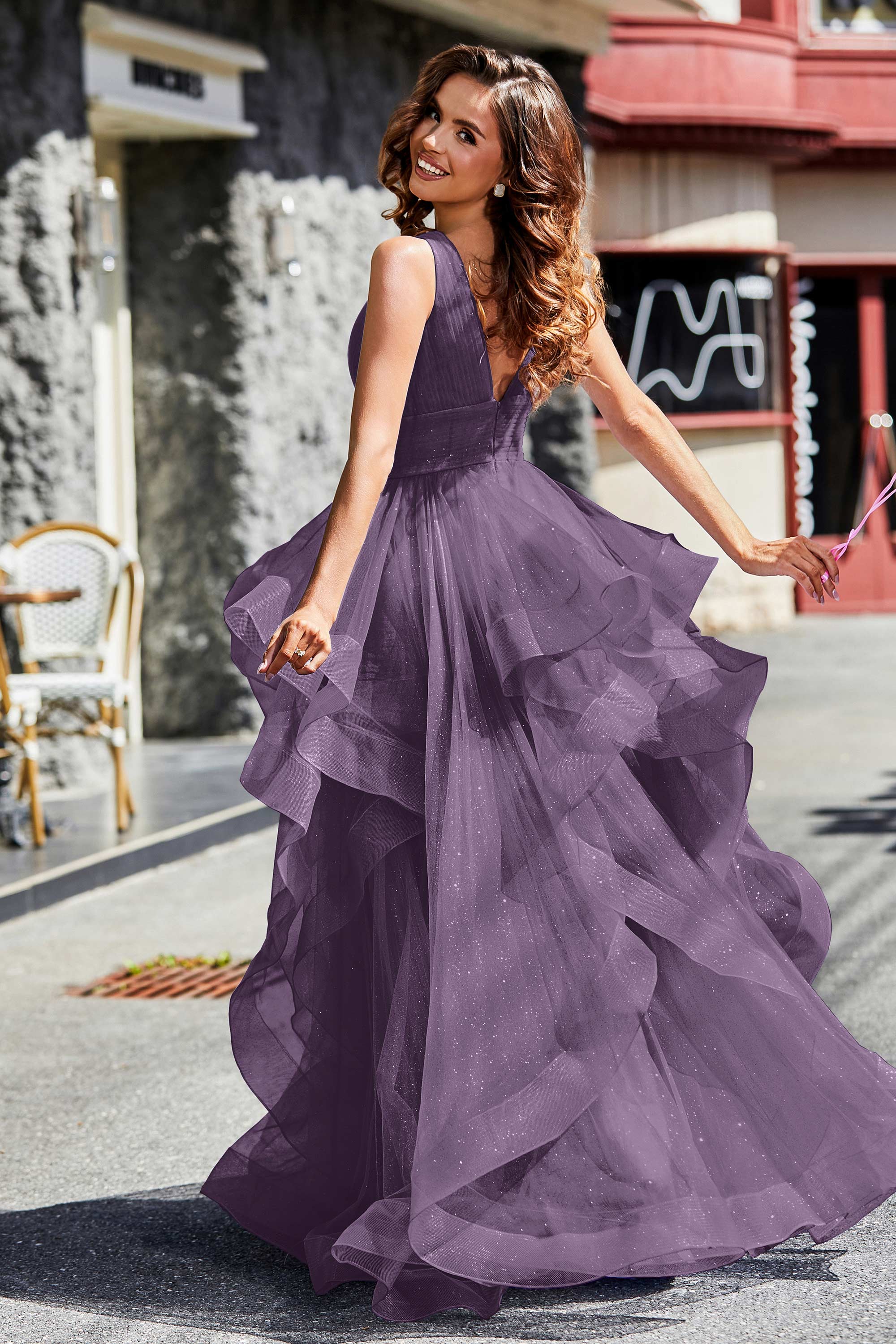 Sleeveless Ruched Skirt Tulle Ball Prom Party Gown Formal Evening Dresses
