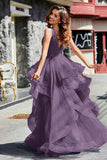 Sleeveless Ruched Skirt Tulle Ball Prom Party Gown Formal Evening Dresses