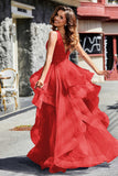 Sleeveless Ruched Skirt Tulle Ball Prom Party Gown Formal Evening Dresses