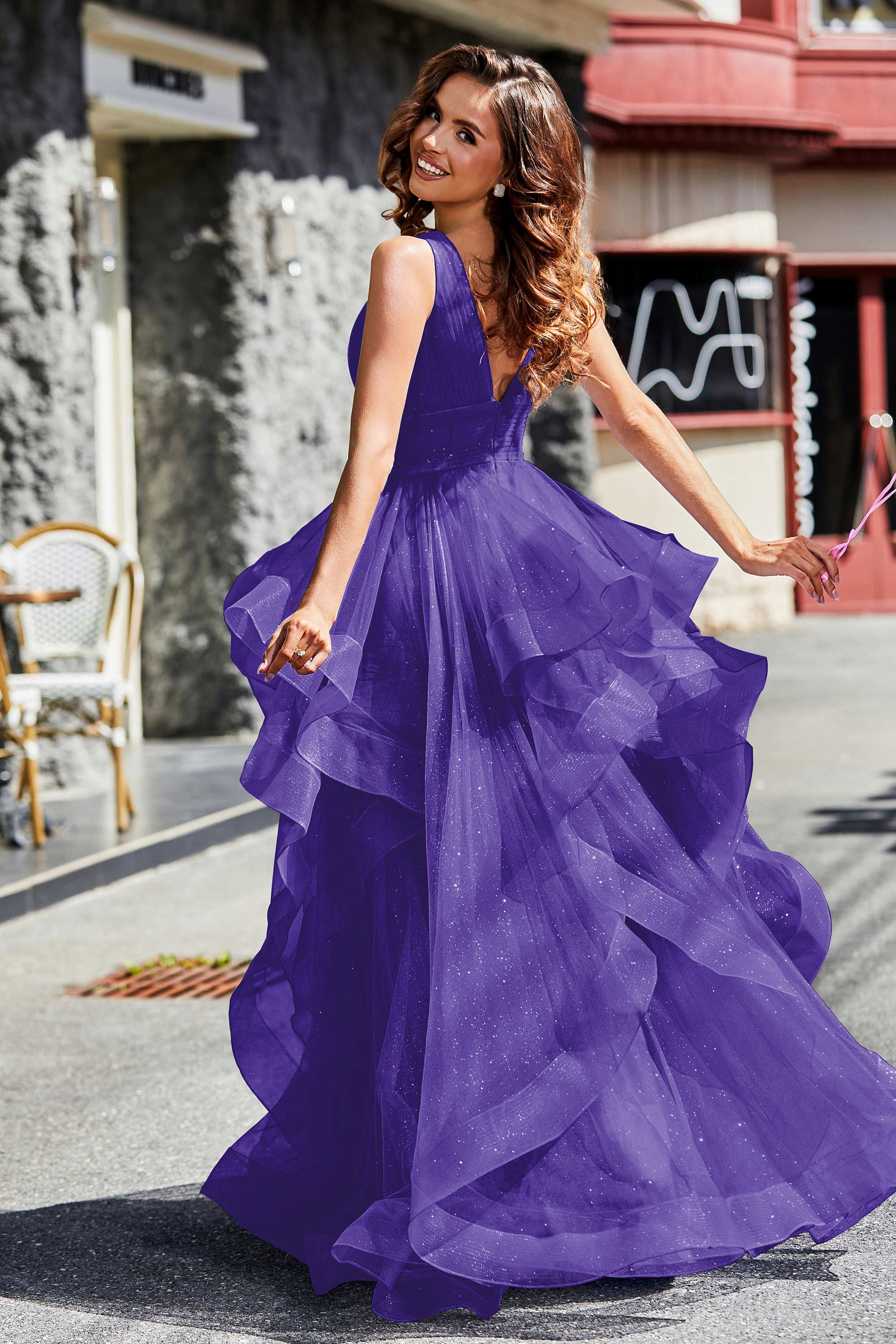 Sleeveless Ruched Skirt Tulle Ball Prom Party Gown Formal Evening Dresses