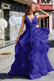Sleeveless Ruched Skirt Tulle Ball Prom Party Gown Formal Evening Dresses