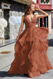 Sleeveless Ruched Skirt Tulle Ball Prom Party Gown Formal Evening Dresses
