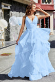 Sleeveless Ruched Skirt Tulle Ball Prom Party Gown Formal Evening Dresses