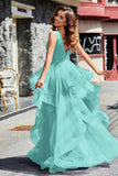 Sleeveless Ruched Skirt Tulle Ball Prom Party Gown Formal Evening Dresses