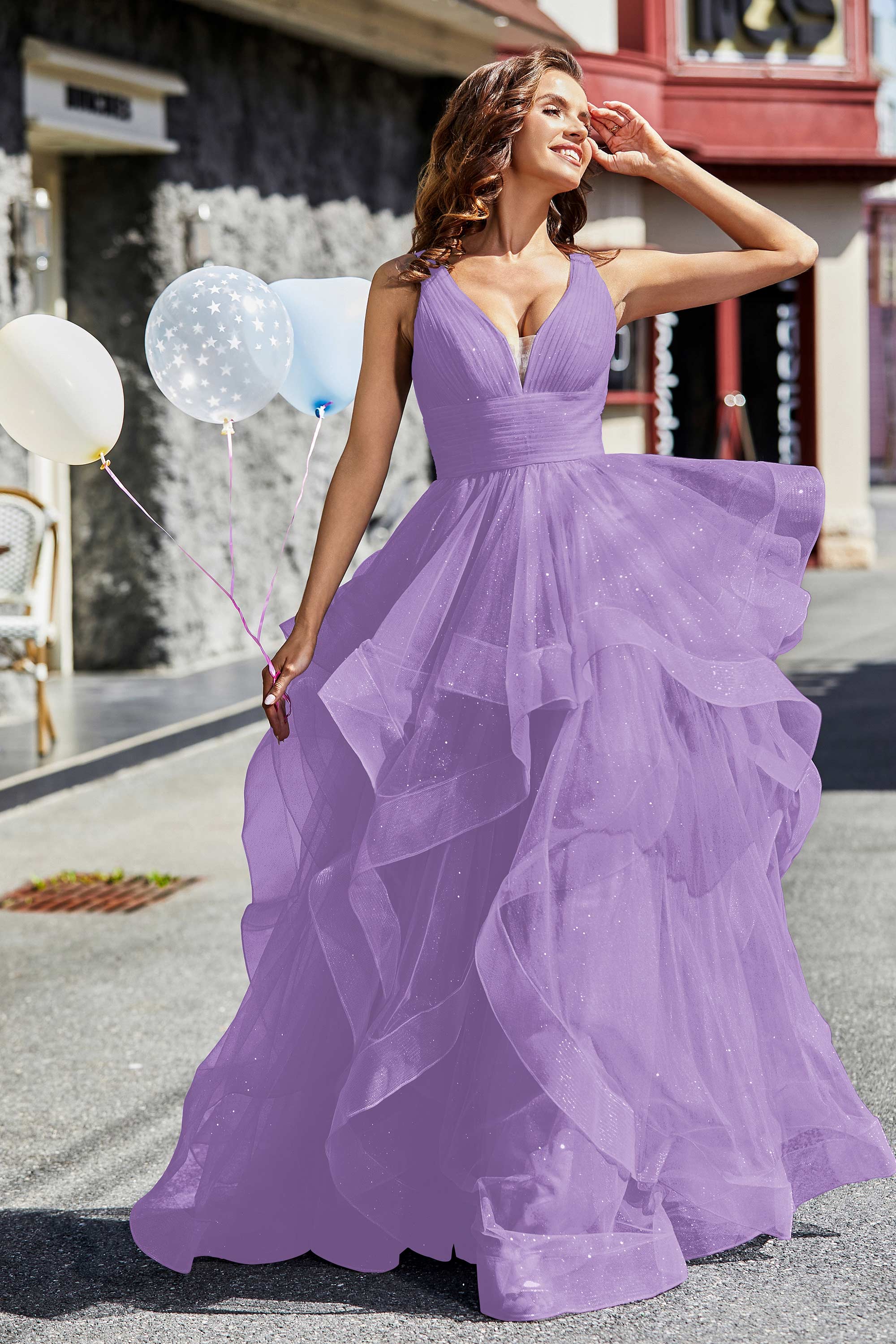 Sleeveless Ruched Skirt Tulle Ball Prom Party Gown Formal Evening Dresses