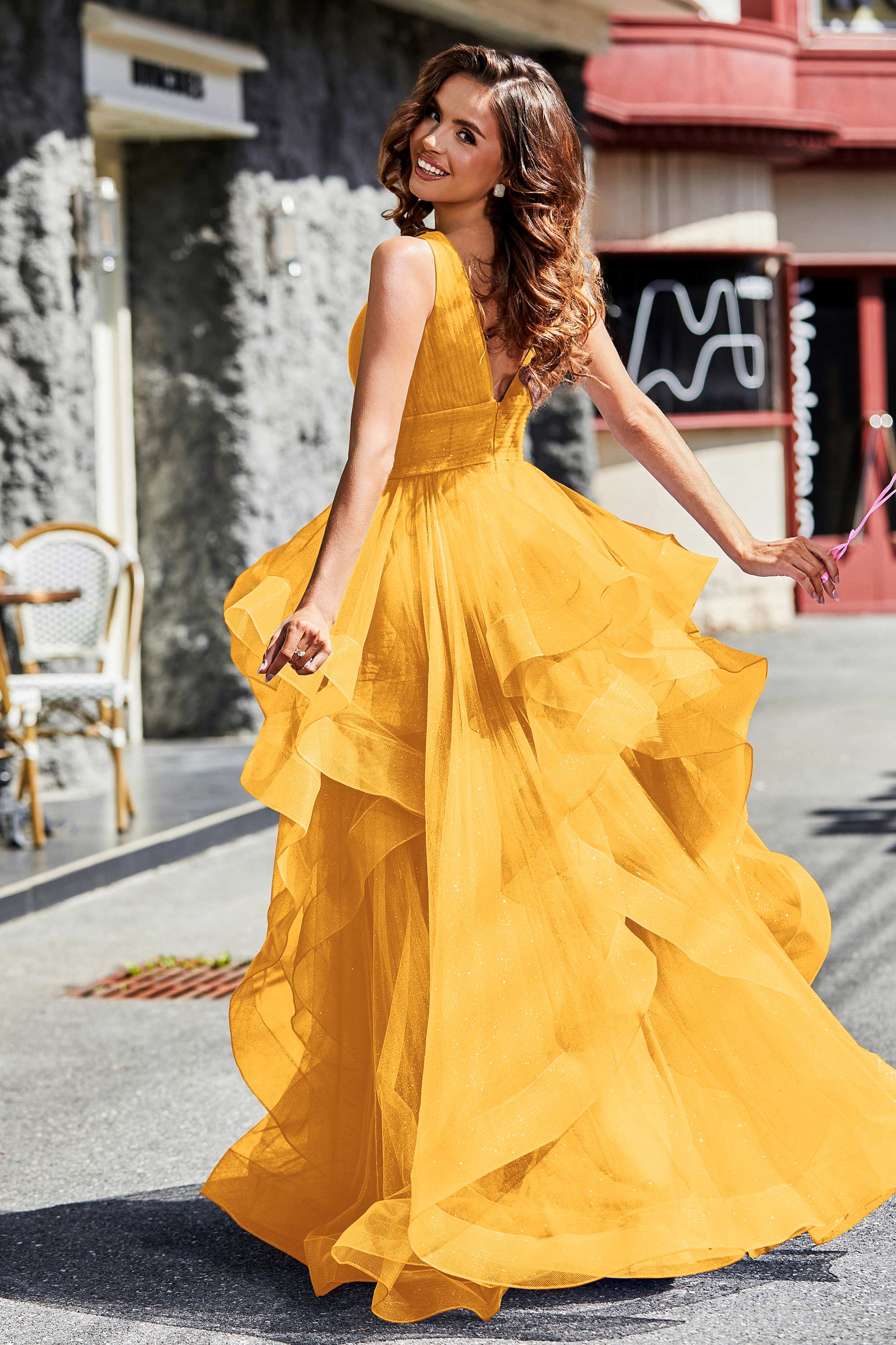 Sleeveless Ruched Skirt Tulle Ball Prom Party Gown Formal Evening Dresses