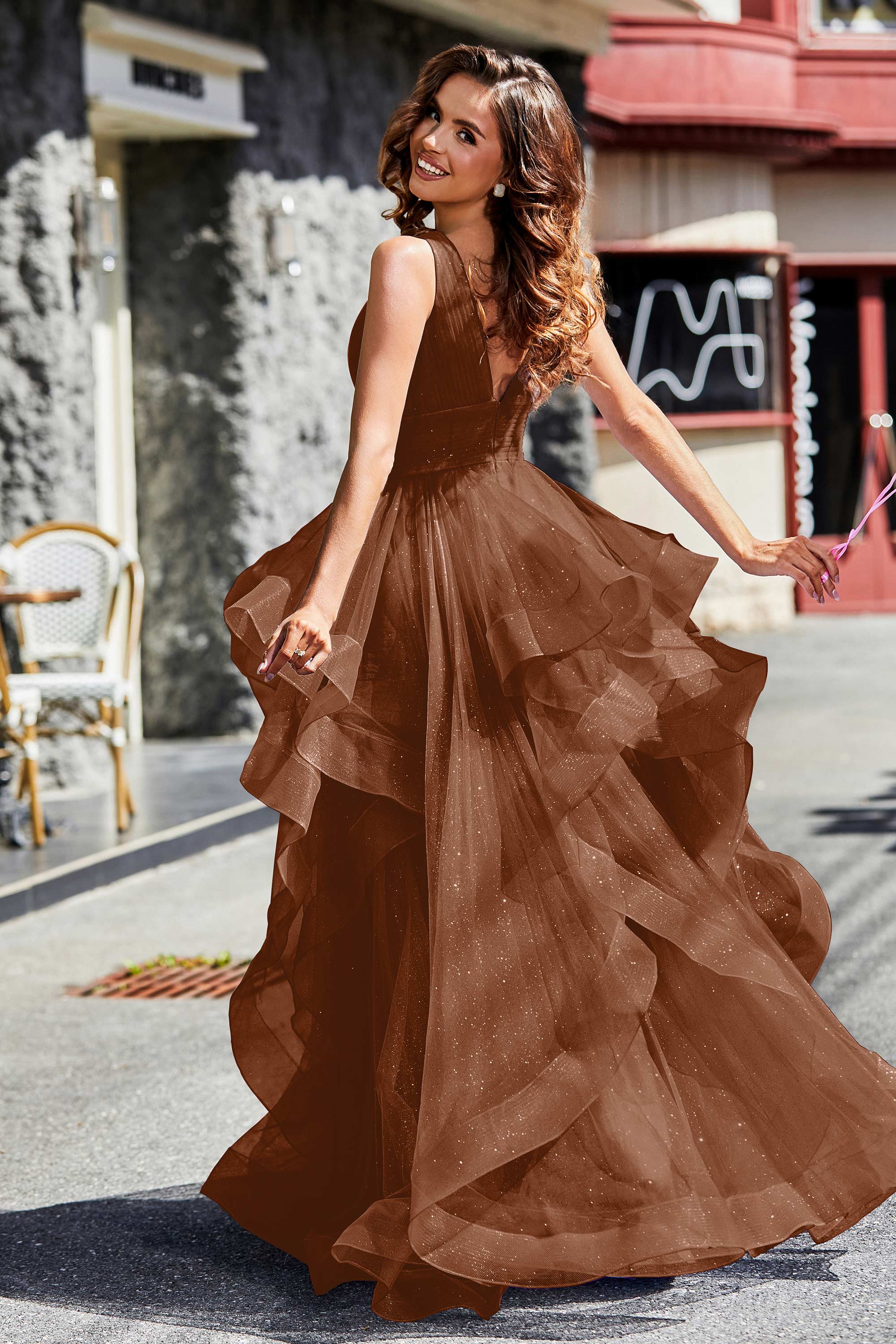 Sleeveless Ruched Skirt Tulle Ball Prom Party Gown Formal Evening Dresses