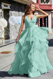 Sleeveless Ruched Skirt Tulle Ball Prom Party Gown Formal Evening Dresses