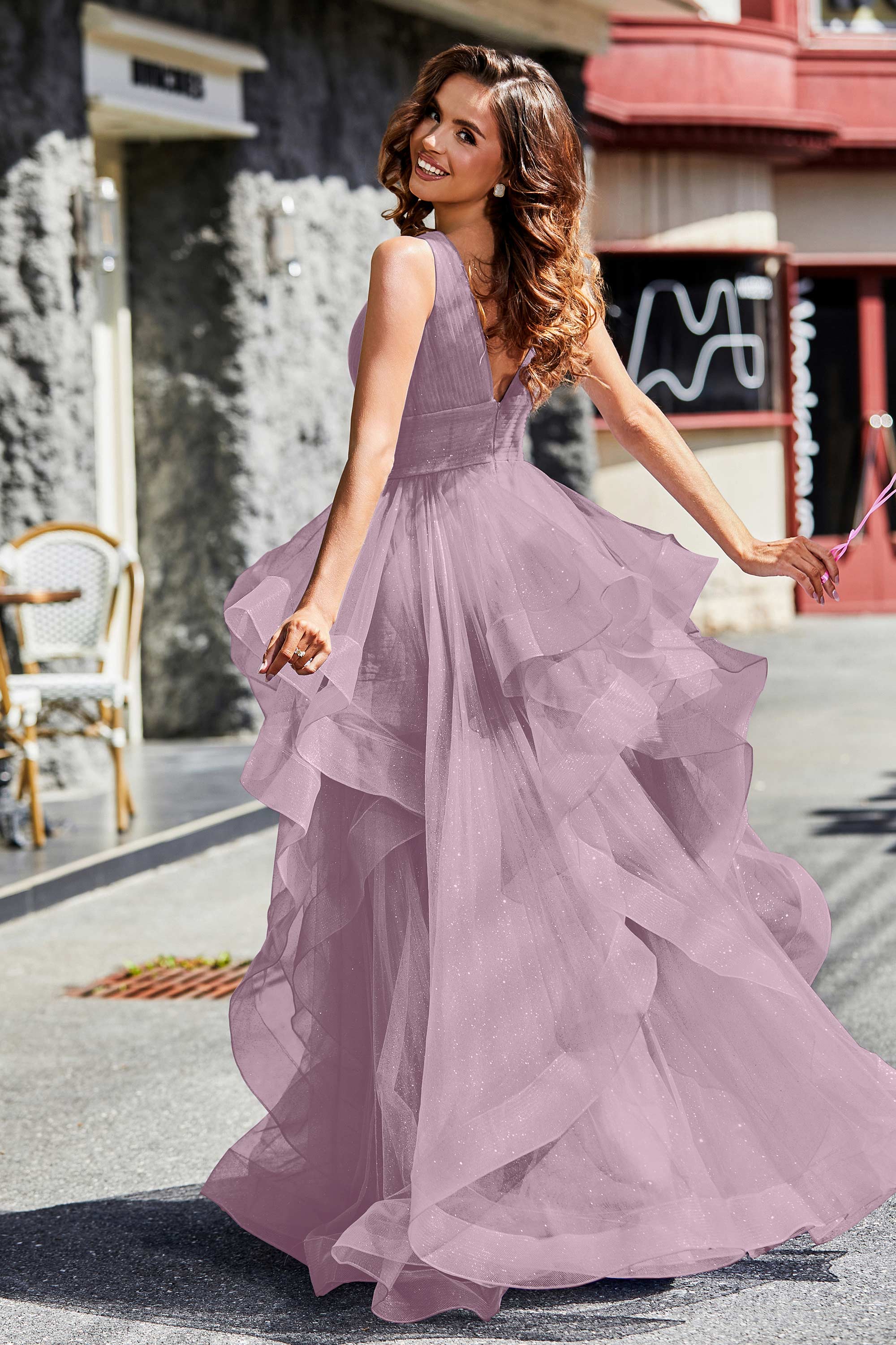 Sleeveless Ruched Skirt Tulle Ball Prom Party Gown Formal Evening Dresses